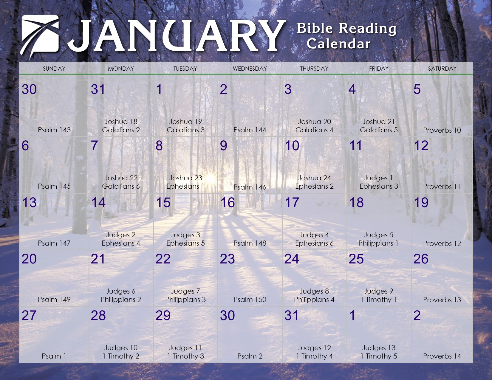 Bread Bible Reading Chart 2018