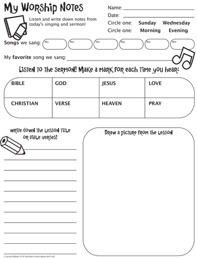 My Worship Notes for Kids - YOUNGER