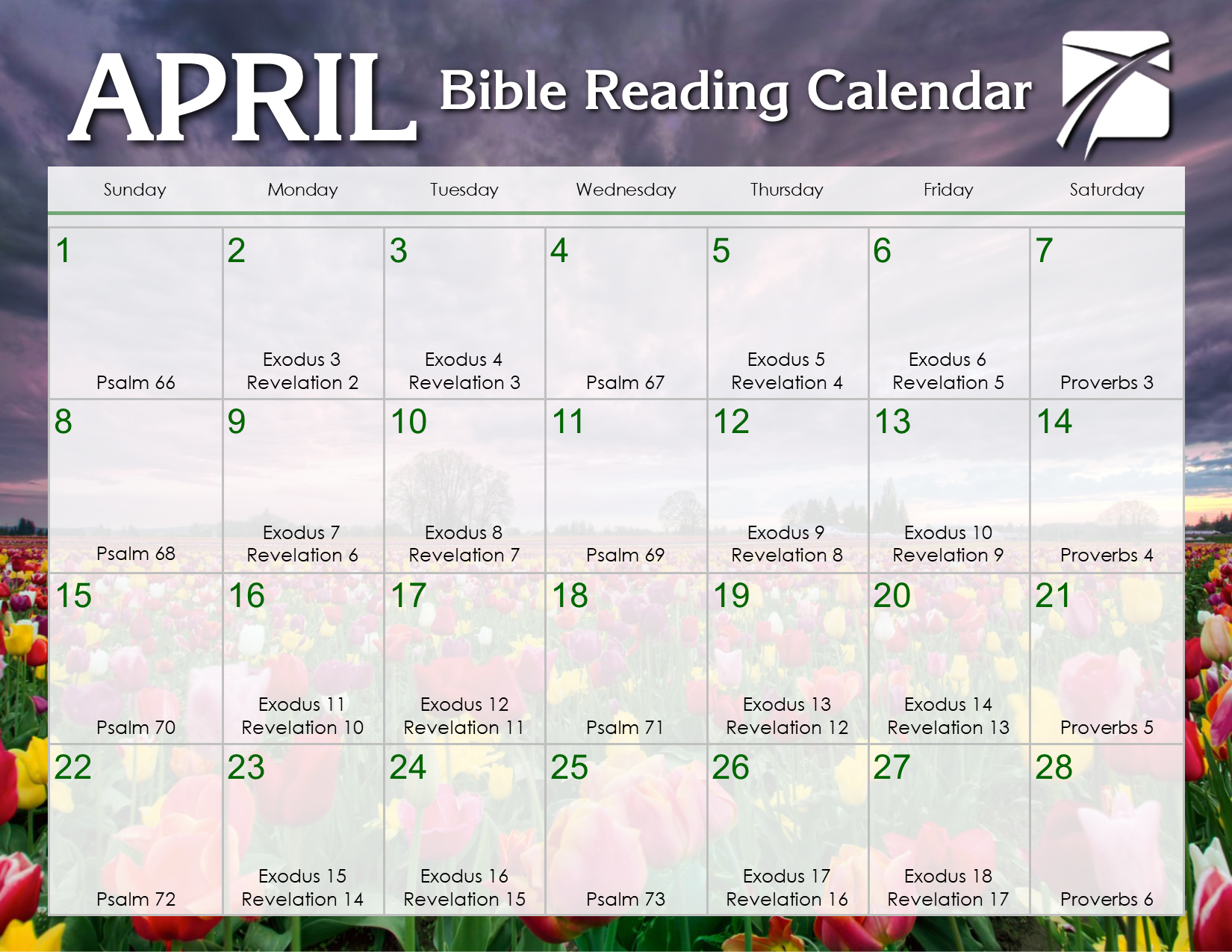 April 2018 Daily Bible Reading Calendar In God's Image