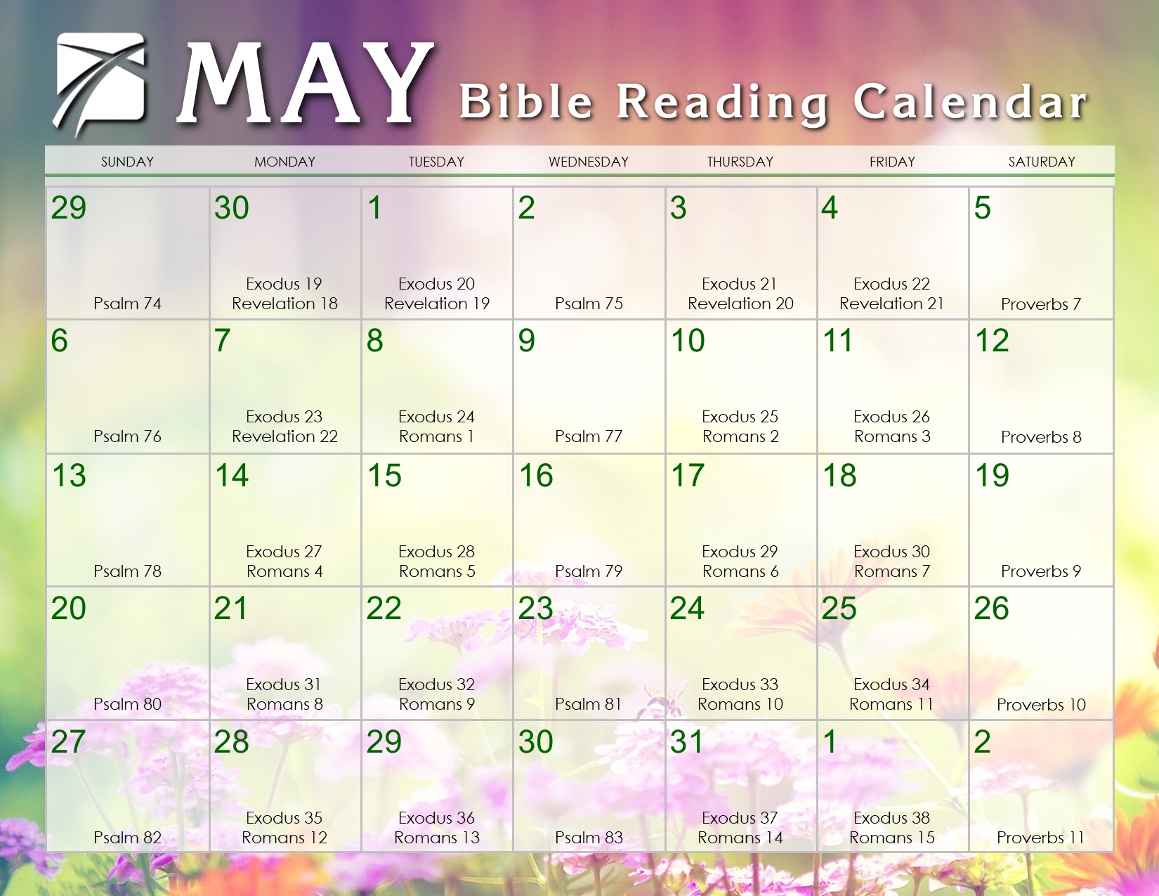 May 2018 Daily Bible Reading Calendar In God s Image