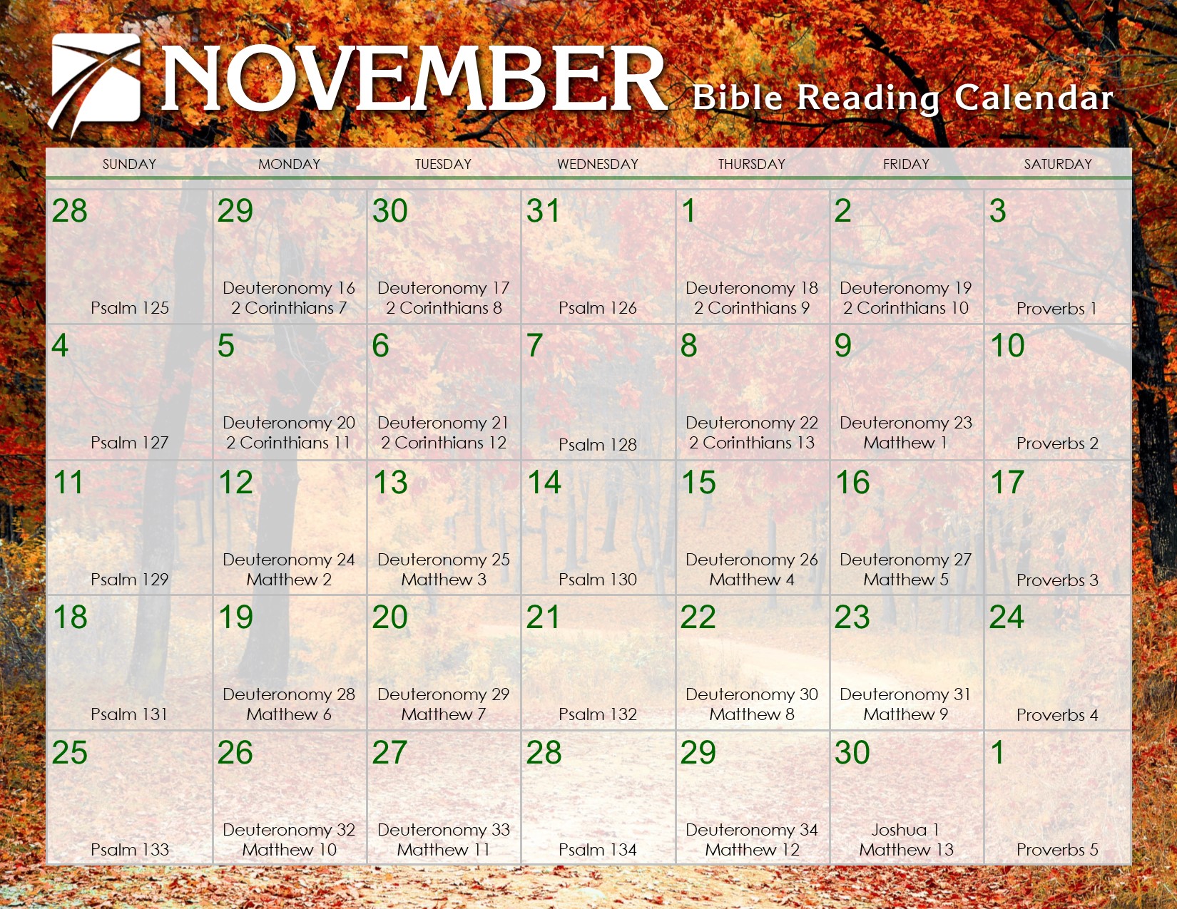november bible reading calendar daily plan month god grow