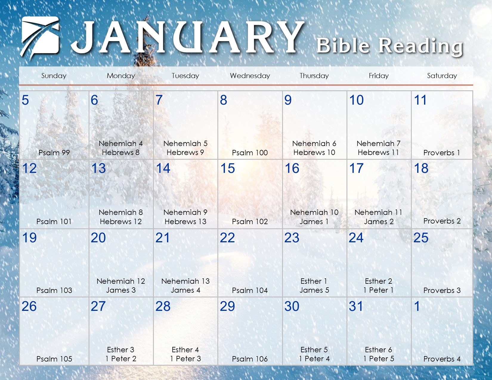 January 2020 Daily Bible Reading Calendar In God's Image